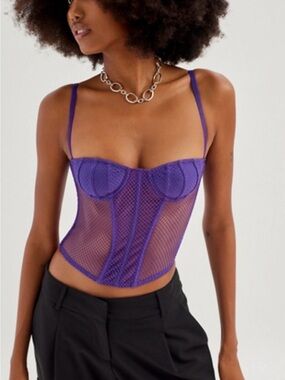 Urban Outfitters Deep Purple Mesh Corset Top